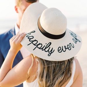 NEW Happily Ever After Straw Hat, Bridal/Honeymoon Travel 100% Natural Straw